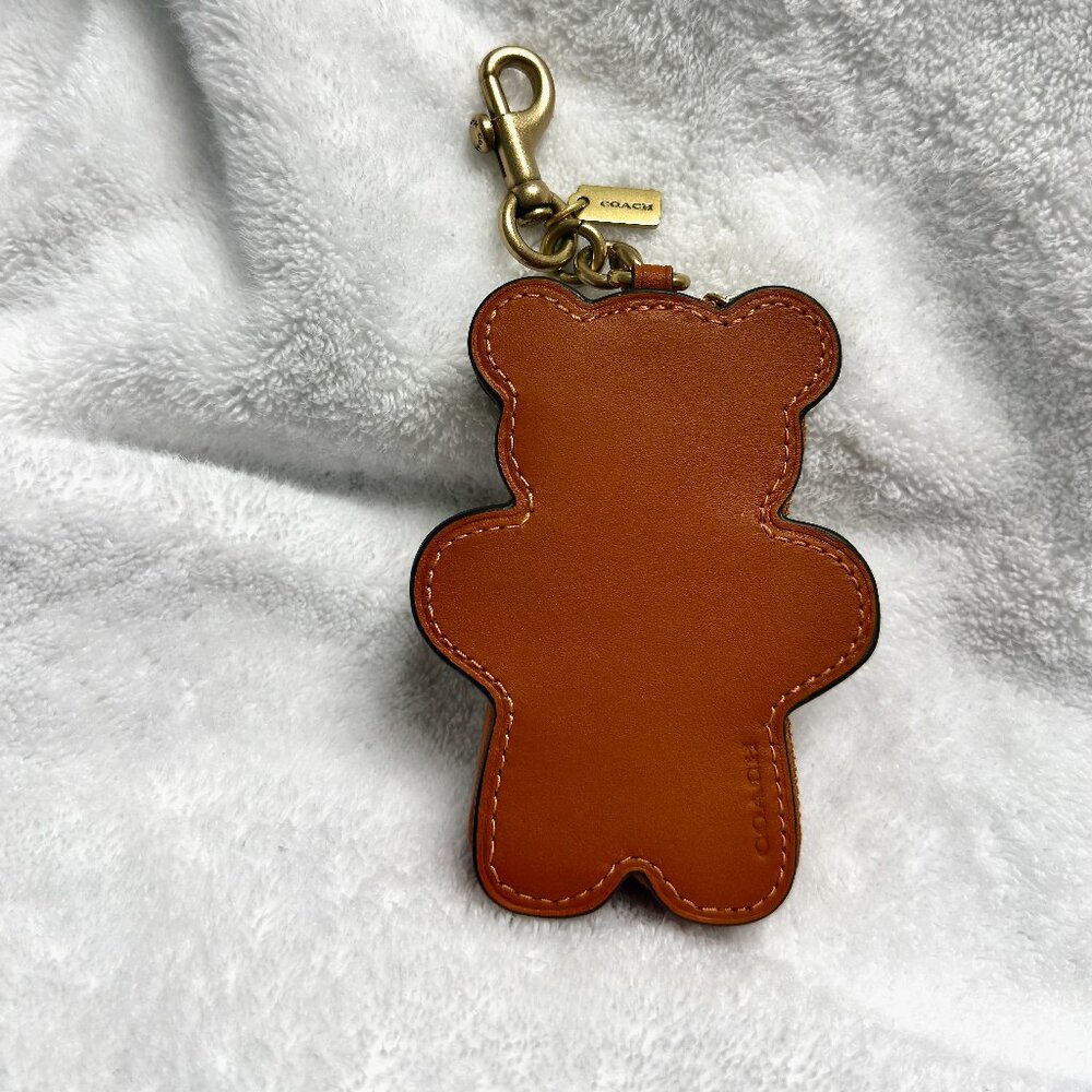 NWOT Coach Bear Coin Purse Bag Charm In Glovetanned Leather Brass/Toffee - Picture 2 of 7